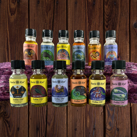 Sun’s Eye Zodiac Oils – Astrological Ritual Aroma Oils for Spiritual & Zodiac-Inspired Practices