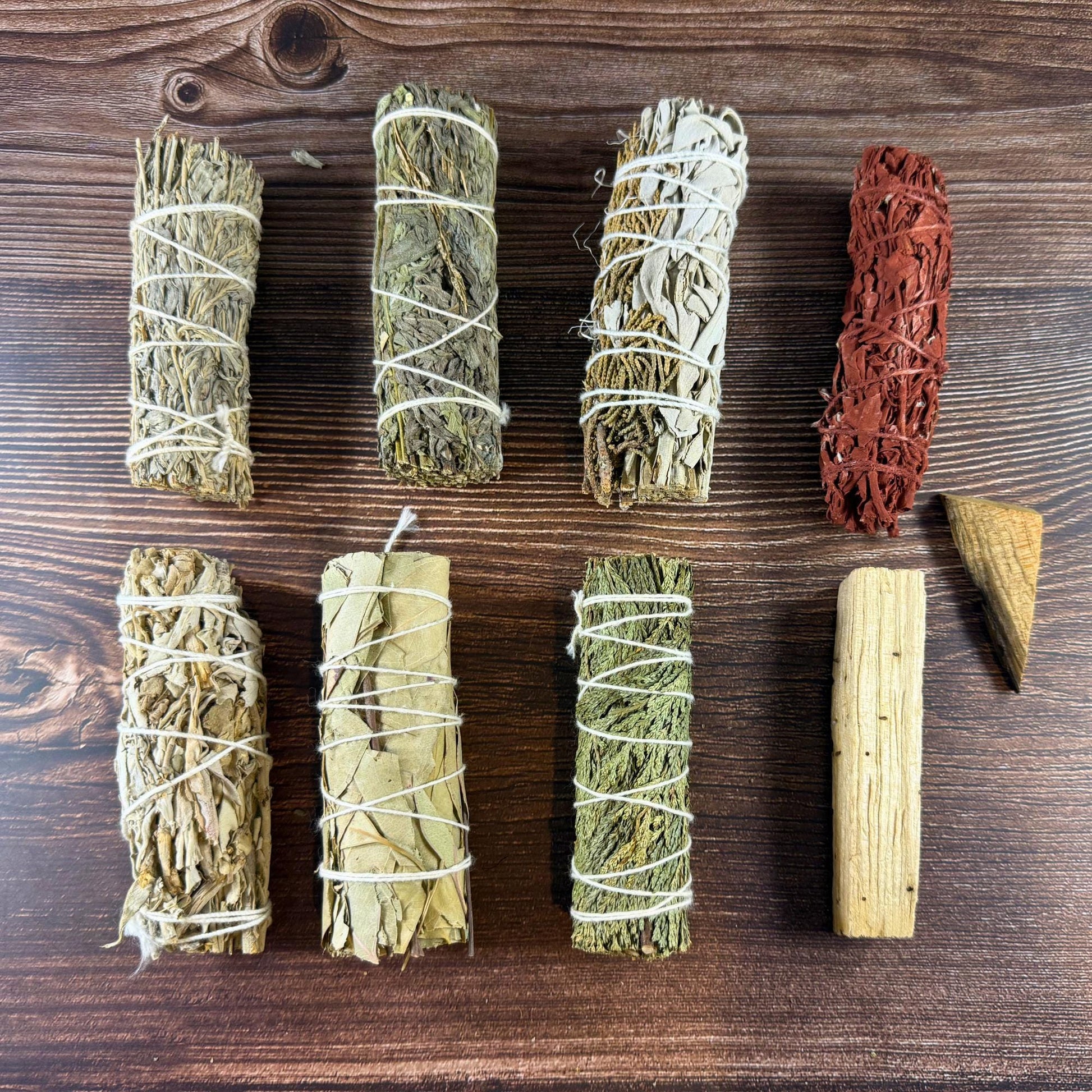 Sacred Smudge Bundle Kit | Sage, Palo Santo, Mugwort, Eucalyptus & Cedar | Energy Cleansing Kit | Spiritual Gift Box | Protection