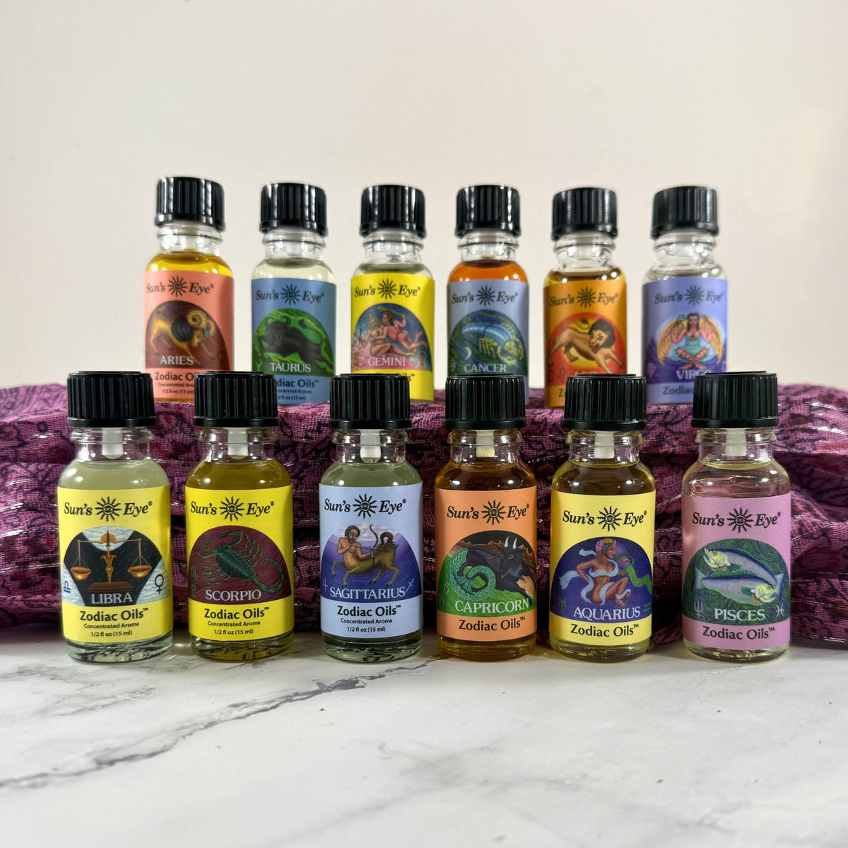 Sun’s Eye Zodiac Oils – Astrological Ritual Aroma Oils for Spiritual & Zodiac-Inspired Practices