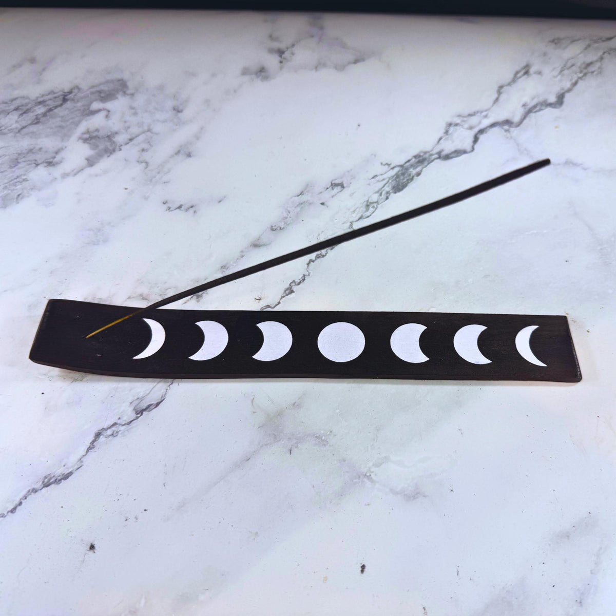 Black Moon Incense Tray – Celestial Ash Catcher for Incense Sticks | Moon Phase Altar Decor | Meditation & Spiritual Gift
