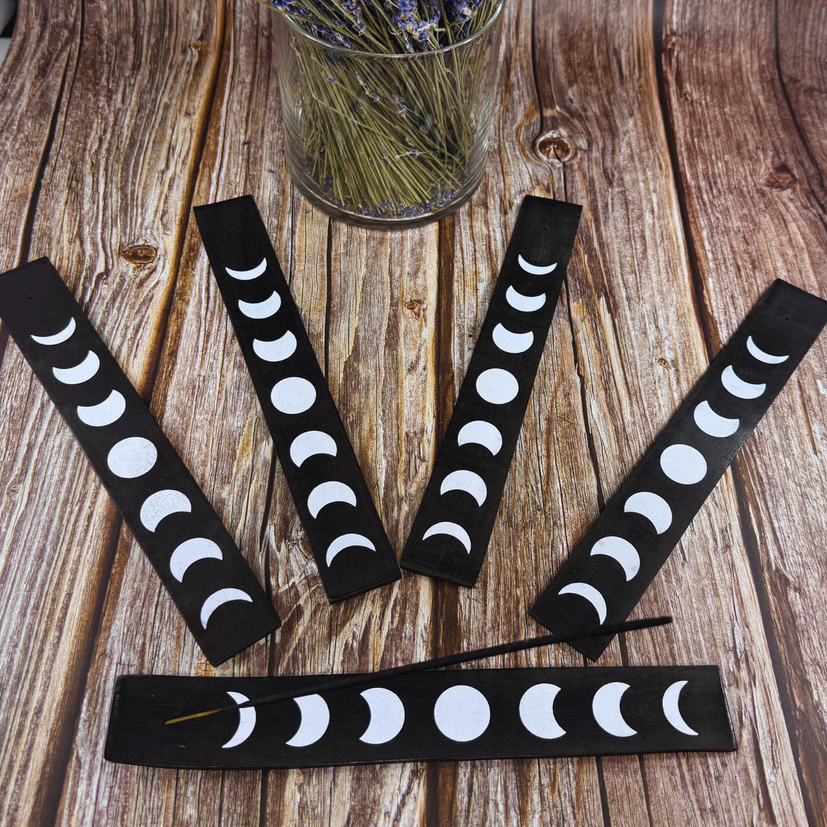 Black Moon Incense Tray – Celestial Ash Catcher for Incense Sticks | Moon Phase Altar Decor | Meditation & Spiritual Gift