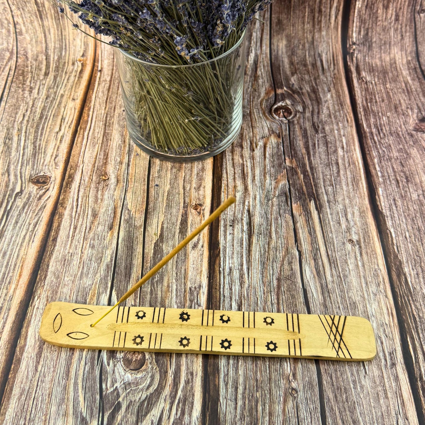 Wooden Incense Holder | Incense Stick Burner | Ash Catcher Tray | Carved Wood Incense Holder | Pentagram Incense Burner | Moon Phase Holder