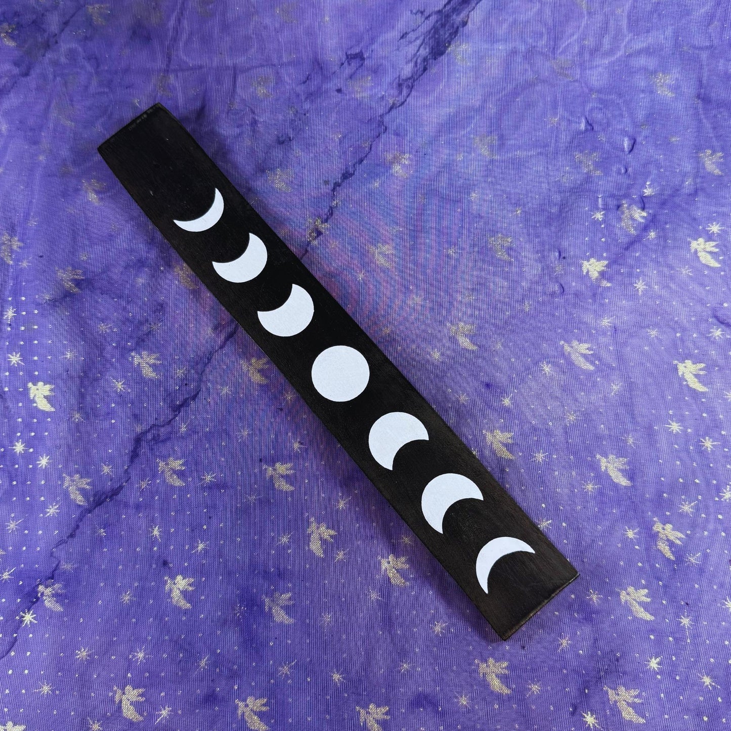 Black Moon Incense Tray – Celestial Ash Catcher for Incense Sticks | Moon Phase Altar Decor | Meditation & Spiritual Gift
