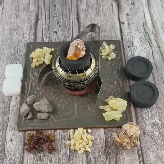 Granular Resin Incense Starter Kit | Charcoal Burner, Camphor, Tongs Included