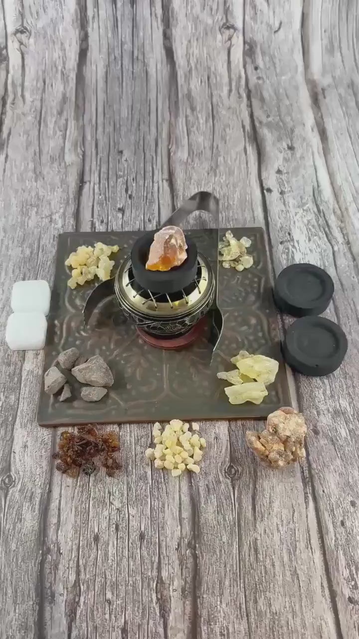 Granular Resin Incense Starter Kit | Charcoal Burner, Camphor, Tongs Included