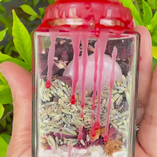 Love Spell Jar • Attraction & Self-Love Ritual • Rose Quartz Crystal • Handmade Witchcraft Jar • Herbal Magic