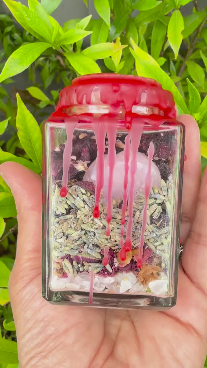 Love Spell Jar • Attraction & Self-Love Ritual • Rose Quartz Crystal • Handmade Witchcraft Jar • Herbal Magic