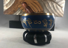 Blue Tibetan Singing bowl 4" Diameter with wooden stick and black cushion