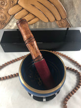 Blue Tibetan Singing bowl 4" Diameter with wooden stick and black cushion