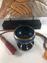 Blue Tibetan Singing bowl 4" Diameter with wooden stick and black cushion