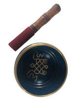 Blue Tibetan Singing bowl 4" Diameter with wooden stick and black cushion