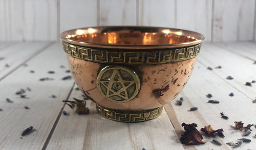 Copper Offering Bowl with Pentagram design