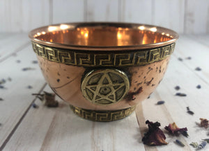 Copper Offering Bowl with Pentagram design