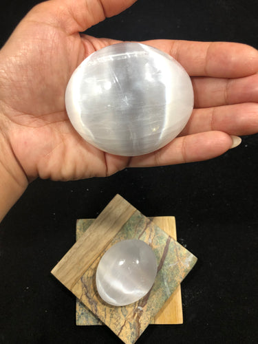 Selenite Palm Stone