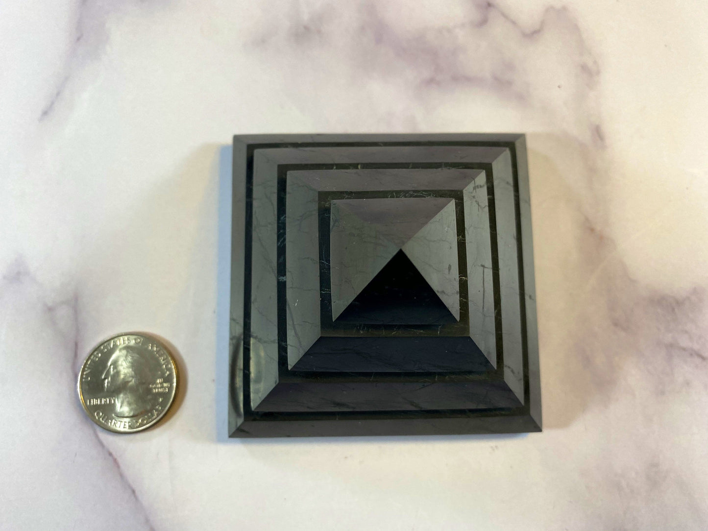 Shungite Saqqara Pyramid – EMF Protection, Grounding & Psychic Shield Crystal