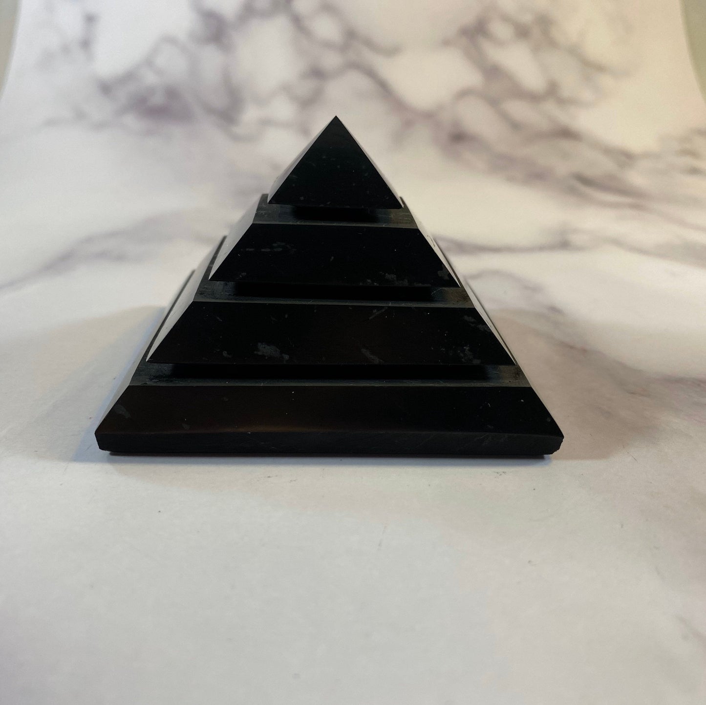 Shungite Saqqara Pyramid – EMF Protection, Grounding & Psychic Shield Crystal