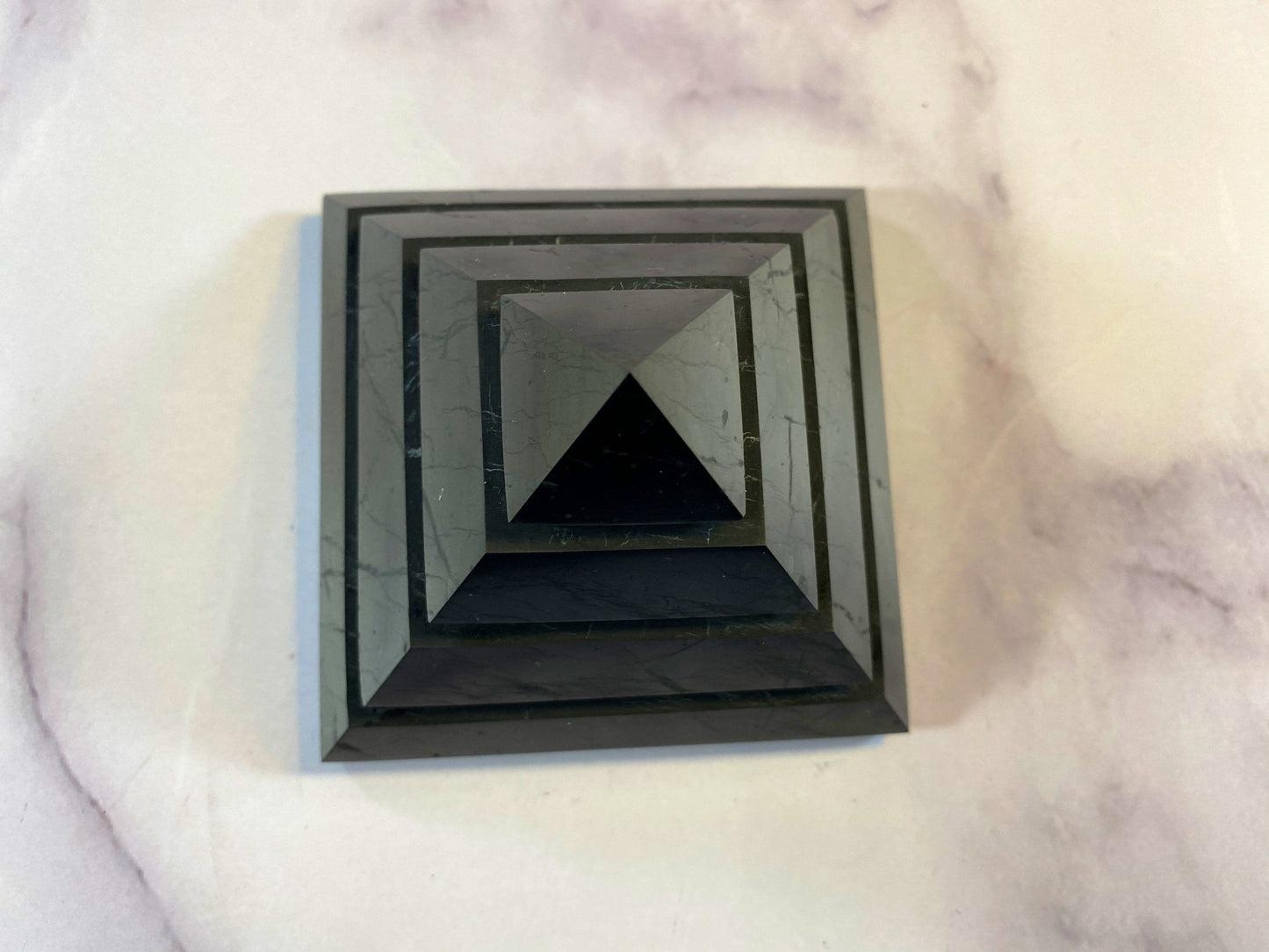 Shungite Saqqara Pyramid – EMF Protection, Grounding & Psychic Shield Crystal