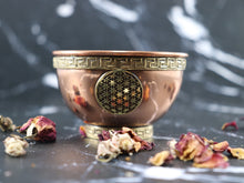 Flower of Life Copper  Offering Bowl, Altar Bowl, Sacred Geometry- 2&quot; H x 3&quot;D