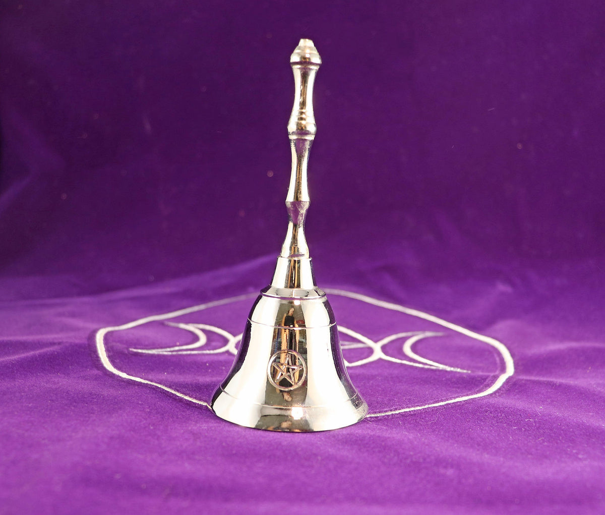 Pentagram Altar Bell – 5" Silver Wiccan Bell for Rituals, Energy Clearing & Spellwork