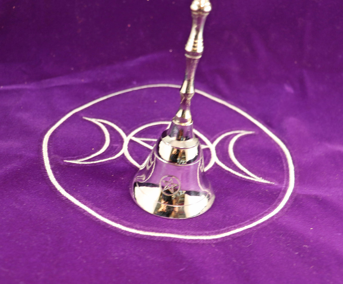 Pentagram Altar Bell – 5" Silver Wiccan Bell for Rituals, Energy Clearing & Spellwork