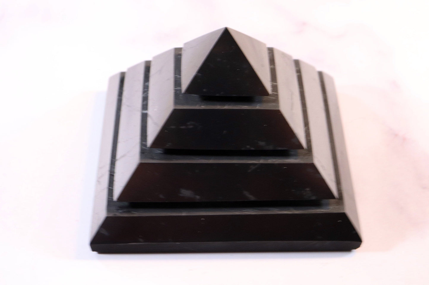 Shungite Saqqara Pyramid – EMF Protection, Grounding & Psychic Shield Crystal