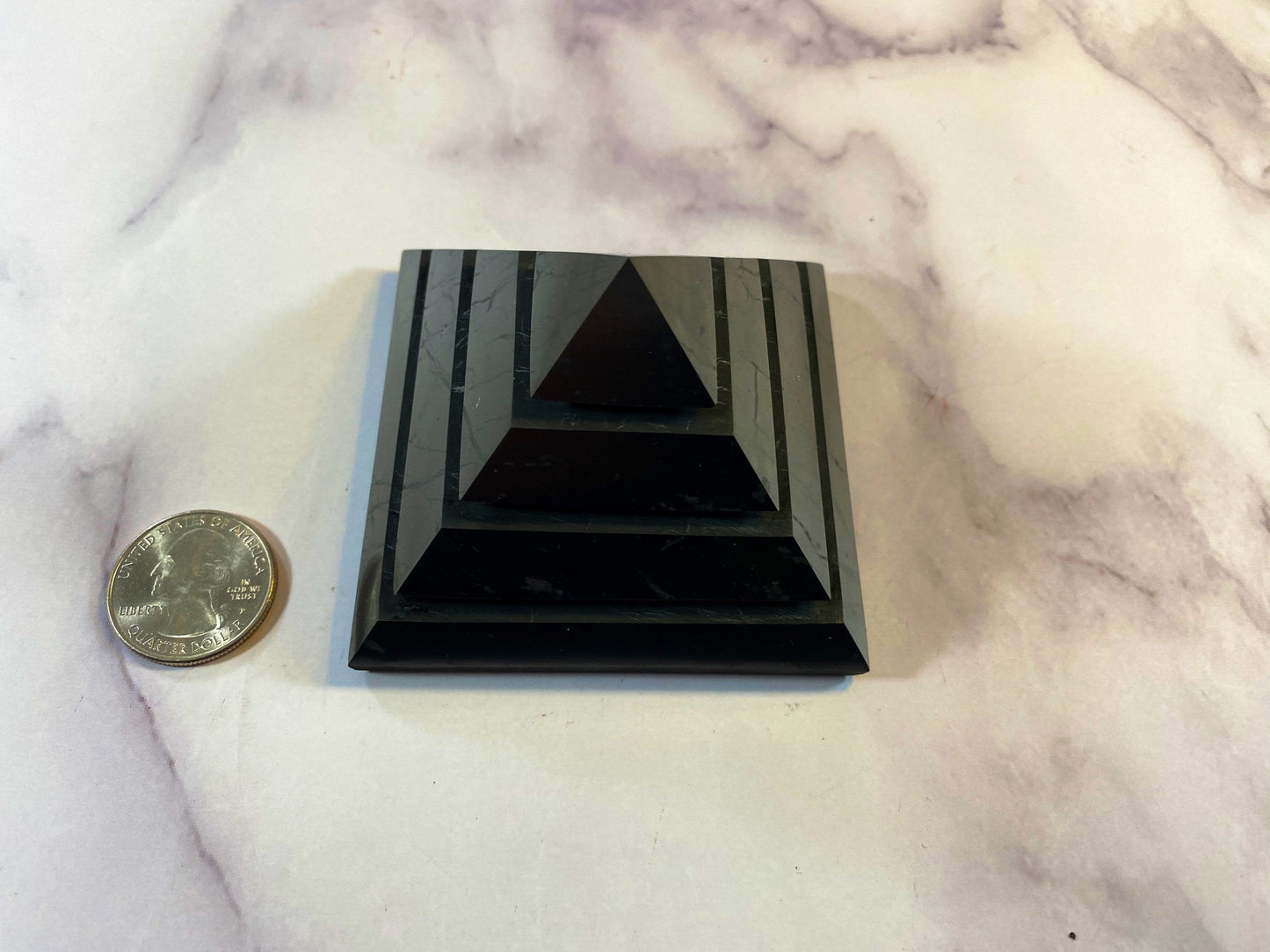 Shungite Saqqara Pyramid – EMF Protection, Grounding & Psychic Shield Crystal