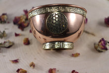 Flower of Life Copper  Offering Bowl, Altar Bowl, Sacred Geometry- 2&quot; H x 3&quot;D