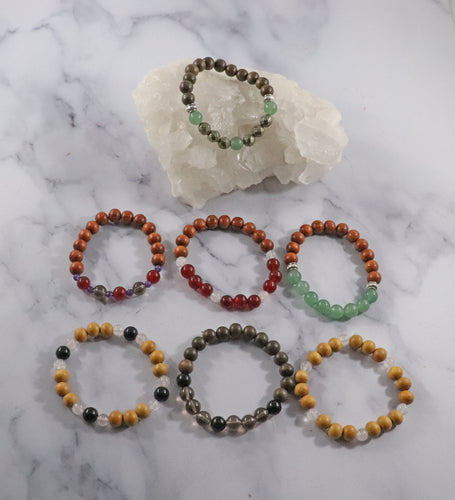 Intention Bracelets, Karma Bracelet, Gemstone Bracelets, Stackable Elastic Beaded Bracelets