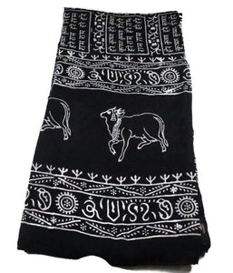 Maha Mantra Chaddar, Meditation Shawl, Turban, Vrindaban Chadar with Maha Mantra and cows