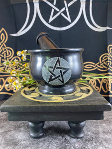 Stone Mortar and Pestle, Apothecary Mortar, Stone herb grinder, Kitchen Witchery