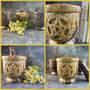 Stone Mortar and Pestle, Apothecary Mortar, Stone herb grinder, Kitchen Witchery