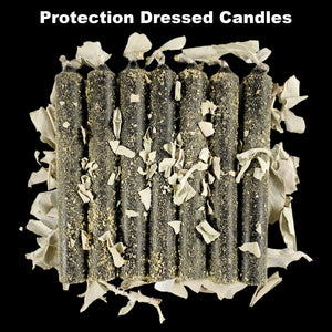 Protection Candles, Dressed Altar Candles, Black dressed Candles, Black Spell Candles- Set of 7