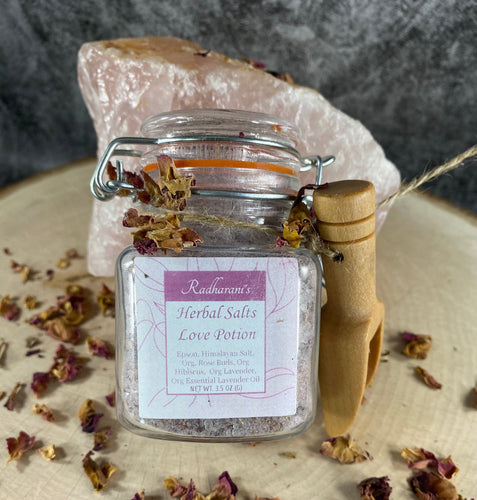 Reiki Charged Herbal Love Bath Salts- Love Potion Bath Soak, Love, Attraction, Seduction- 3.5 oz