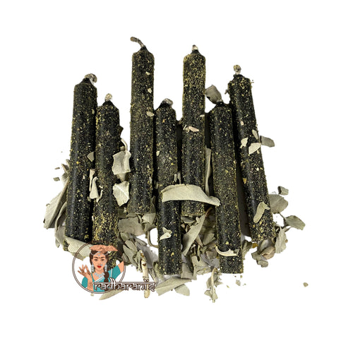 Protection Candles, Dressed Altar Candles, Black dressed Candles, Black Spell Candles- Set of 7