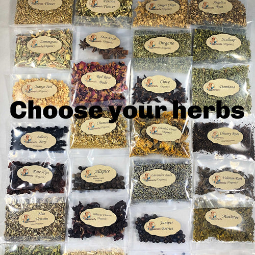 Herb Sampler, Herbalism, Magical Herbs, Organic Herb kit of your choice: 5, 7, 11, 15, or 30.